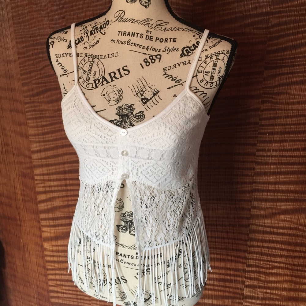 Lace fringe tank top